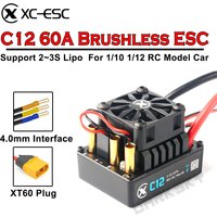 XC-ESC C12 60A Brushless ESC Support 2~3S Lipo Battery For 1/10 1/12 RC Model Cars Buggy Crawler Accessories