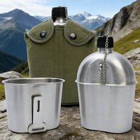 304 Stainless Steel Water Bottle and Lunch Box Set Portable Water Bottle with Bag 1L Large Capacity Outdoor Water Bottle Set