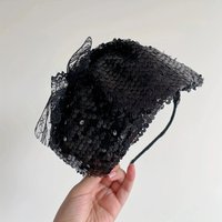 French Spring Glitter Sequin Headband Summer Wide Brimmed Half Hat Cover Breathable Hair Half Hat Hoop Women Headwear