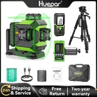 Huepar 703CG Set 12 Lines Laser Level with Detector & Tripod & Rangefinder 3D Self-leveling Cross Line Adjust Bright Laser Tools