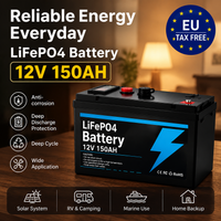Akumulator litowy LiFePO4 12V 150Ah o głębokim cyklu zasilania, wyposażony w płytę BMS, uniwersalny akumulator do ładowania paneli słonecznych, zabawek na baterie, pojazdów elektrycznych, echosond do