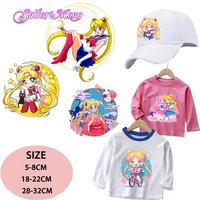 Sailor Moon Iron on Patches Washable Heat Thermal Transfer Sticker Anime Movie Graphic Print Stickers Girls Clothes Decor Gifts