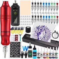 Wireless Tattoo Kit Rotary Tattoo Pen Machine with Battery Tattoo Printer Cartridge Needles Set for Permanent Makeup Tattoo Kit