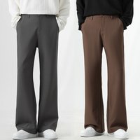 Small Flared Version Men's Casual Pants 2025 Fashion Korean Loose Elastic Drape Business Office Solid Color Suit Trousers