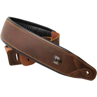Soldier Top Grain Leather Cowhide Padded Guitar Strap for Electric Bass Guitar Adjustable Belt