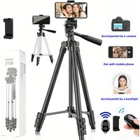 Bluetooth Remote Control Phone Tripod Stand, Portable Lightweight Camera Tripod with Mobile Holder, Adjustable Tripod for Stable