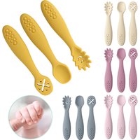3PCS Silikon Löffel Gabel Für Baby Utensilien Set Fütterung Lebensmittel Kleinkind Lernen, Essen Ausbildung Weiche Gabel Besteck kinder geschirr