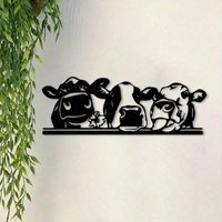 Metal Wall Art Cow Silhouette, Rustic Farmhouse Decor, Waterproof Living Room Bedroom Bathroom Decor
