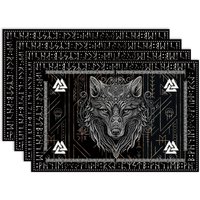 1PC Nordic Mythology Ancient Mythical Wolf Ethnic Style Placemats for Table Decoration Norse Viking Linen Table Mats Party Decor