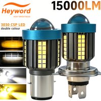 Heyword H4 LED H6 BA20D 15000LM LED Motorcycle Headlight Bulbs CSP Lens White Yellow Hi Lo Lamp Scooter Accessories Fog Lights