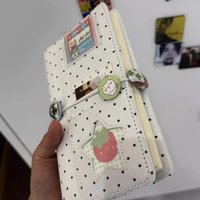 New trendy polka dot denim A6 loose leaf notebook, high-value portable notebook, 45 grid pages, DIY