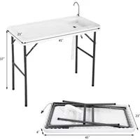 l Portable Fish Cleaning Table With Sink, Folding Outdoor Camping Sink Station With Hose Hook Up, Heavy Duty Fillet Table L