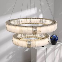 Modern Creative Crystal Mixed Natural Marble Chandelier Led Lighting Luxury Living Room Decoration Lamps for Ceiling