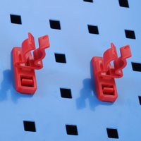10pcs Open Clips Solid Plastic Hole-board Hooks fit Brush Cylindrical Tools Wires Clamps Garage Garden Workshop Organizers Red