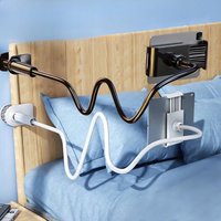 18MM Thick Tablet Holder, 360° Rotatable Clamp Mount, Flexible Gooseneck Lazy Stand for iPad iPhone, Desk Bed Bracket
