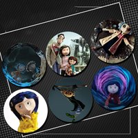 58mm Anime Character Coraline Cute Cartoon Badge Handmade Tinplate Brooches Round Display Brooches Jewelry Gifts Accessorys