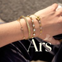 Ars 18k Gold Plated Thin Chain Bracelets Multi Star and Zircon Charm Bracelet for Women Non Tarnish Stainless Steel Bracelets