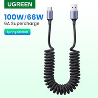 UGREEN 6A SuperCharge Only For Huawei Honor USB Type C Cable 100W/88W/66W Spring Pull Telescopic Fast Charging USB Cable