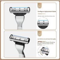 New Stainless Steel Blade Sharp 3 Layer Safety Razor for Gillettee Mach 3 Manual Razor Blades Replacement Refills Blades