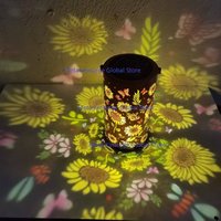 Bronze Sunflower Hollow Iron Solar Lamp Waterproof Outdoor Decor Light Villa Courtyard Garden Landscape Decoration