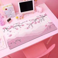 Pink Cherry Blossoms Mousepad Computer Table Large Mouse Pad Art Sakura Keyboard Mause Rug Pc Rubber Desk Mat Office Accessories