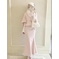 Elegant Three-Piece Set with Waist-Cinching Belted Woolen Coat White Base Layer High-Waisted Fish Tail Skirt for Women