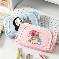 Totoro Pencil Case Anime Cartoon Multi Pocket Pen Pouch Student Large Capacity Pencil Bag Boy Girl Stationery Organiser Bag Gift