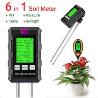 Good 6 in 1 Soil PH Meter Sunlight Ambient Humidity Temp Soil Moisture Tester Nutrient Fertility Detector Garden Soli Analyzer