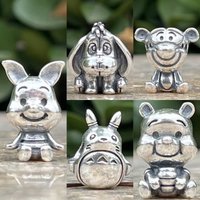 Cartoon Forest Animal Charms Cute Bear & Rabbit Pendant Fit Snake Chain Bracelets, Trendy Jewelry Accessories for Girls