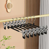Pants Hangers with Clips for Adjustable Heavy Duty Space Saving Skirt Hangers Non-Slip Trousers, Jeans Clothes ,Shorts Black