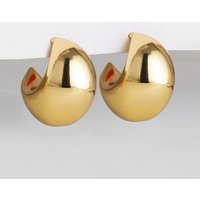 New Gold Color Round Chunky Earrings for Women Lightweight Smooth Metal Open Thick Hoops Fashion Trendy Jewelry 2024