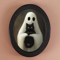 1 Piece Dark - style Oval Decorative Ornament, Featuring Element of Ghost Hugging Black Cat, Suits Gothic - style Spaces, Create