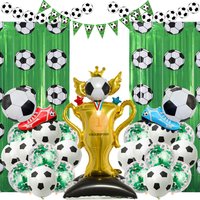 Soccer Party Decor Basketball Foil Fringe Curtains Backdrop Latex balloon for Football Party Birthday Baby Shower Supplie