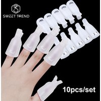 SWEET TREND-10Pcs/set Plastic Acrylic Nail Art Soak Off Cap Clip UV Gel Polish Remover Wrap Tool Gel Nail Polish Remover Clips