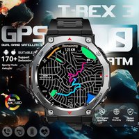 2026 New T-Rex 3 Military Outdoor Smart Watch Men 1.43-inch AMOLED Display 10ATM Waterproof 525mAh Battery GPS Smartwatch Man