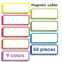 54pcs Magnetic Dry Erase Labels Name Plate Tags Flexible Reusable Neon Name Stickers Rainbow Frame for Whiteboards