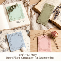 1Set Retro Embossed Floral Border DIY Writable Cardstock, 30pcs Boxed Scrapbooking Sticky Notes, 4Colors