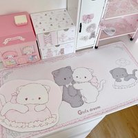 Kawaii Cat Couple Leather Desk Pad Mouse Protector Large Small Mouse Pad Home Office Game Desk Mat PU Leather Pc Laptop Desk Mat