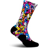 AliExpress NONE Men Women Cycling Socks Colorful Cartoon Graffiti Prints Mid - Calf Breathable Sports Socks for Bike Riding Outdoor Activities