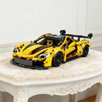 Yellow Technic Sports Car Building Blocks Set, Adult Challenging Assembled Model, Collectible Home Decoration & Gift