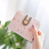 Frühling und Sommer neue Geldbörse weibliche kurze japanische und koreanische PU gedruckt Reißverschluss Schnalle Mode Mini Trend Geldscheinklammer kreative Mul