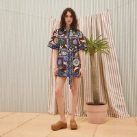 Fashionable Printed Shirt Dress with Belt Short Sleeve Open Cardigan Style High Waist Casual Ladies Summer Dress