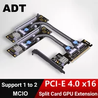 ADT PCIe 4.0 X16 MCIO Graphics Card Split Card Extender Cable GEN4 PCI-E X16 to X8 Bifurcation Adapter Riser Card SFF-TA-1016