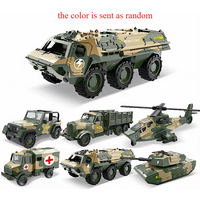 Voiture en alliage métallique, Simulation d'horloge, réservoir armé militaire, véhicule blindé, voiture, camion, jouet pour enfants, modèle d'hélicoptère