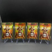 1pcs DIY Japanese Anime Demon Slayer Kyojuro Rengoku Rainbow Foil Linen Foil Checkerboard Foil Dotted Foil Collection Card Gift