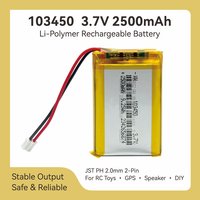 3.7V 2500mAh 103450 Polymer Li-ion Battery JST PH 2.0mm 2-Pin for RC Toys Early Learning Machines GPS Bluetooth Speaker DIY