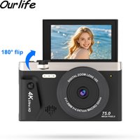 Ourlife D610 Digital Photography Camera 4K 18X Digital Zoom Vintage Vlog Video Recorder 3.0'' 180° Flip Screen WiFi Web Cam