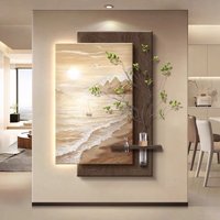 Wave porch decorative painting living room entry with light advanced sense LED light mural light hydroponic plant corridor corri