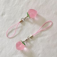 Set of 2 Cute Resin Peach Phone Charm, Kawaii Fruit Lanyard Strap, Mobile Phone Chain, Cellphone DIY Decoration Accessories