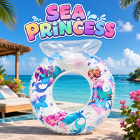 1PC Mermaid Inflatable Swim Ring, Glitter PVC Transparent Pool Float with Headrest Luxury Float Tube Summer Beach Water Hammock